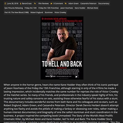 To Hell and Back: The Kane Hodder Story – By Baron Craze